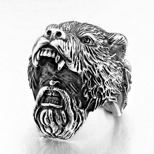Viking Celtic Bear Head Ring