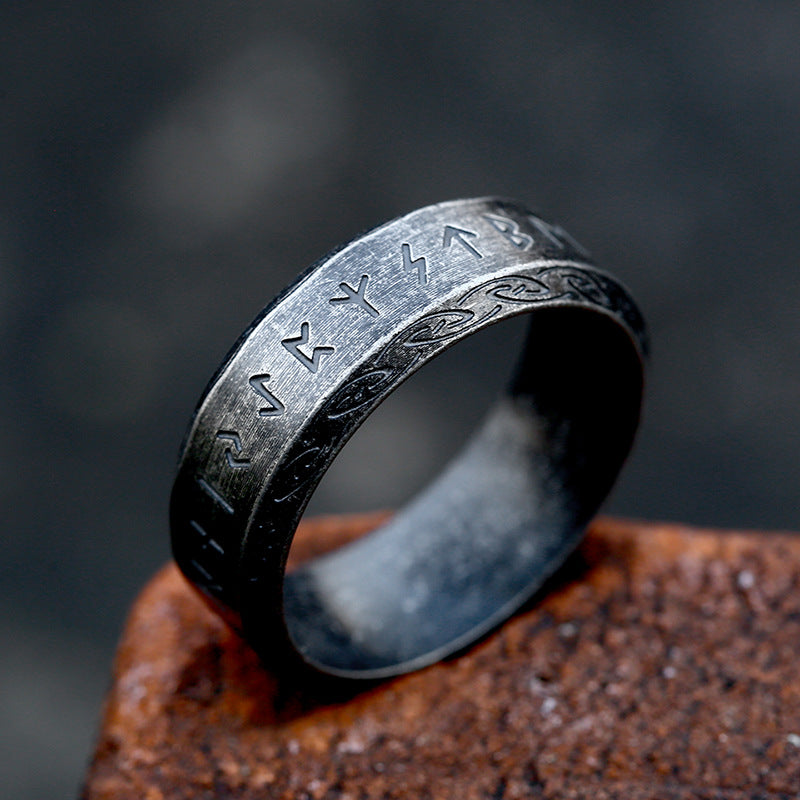 Runes Words Stainless Ring