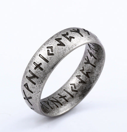 Nordic Viking Rune White Grey Ring