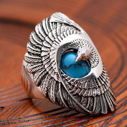 Turquoise Eagle Titanium Ring
