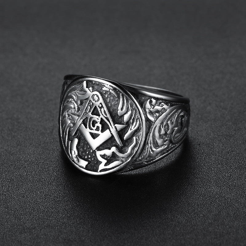 Masonic Carving Shape Ring