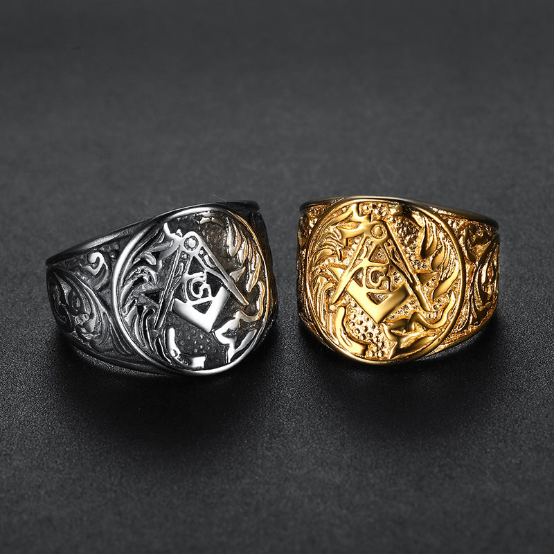 Masonic Carving Shape Ring