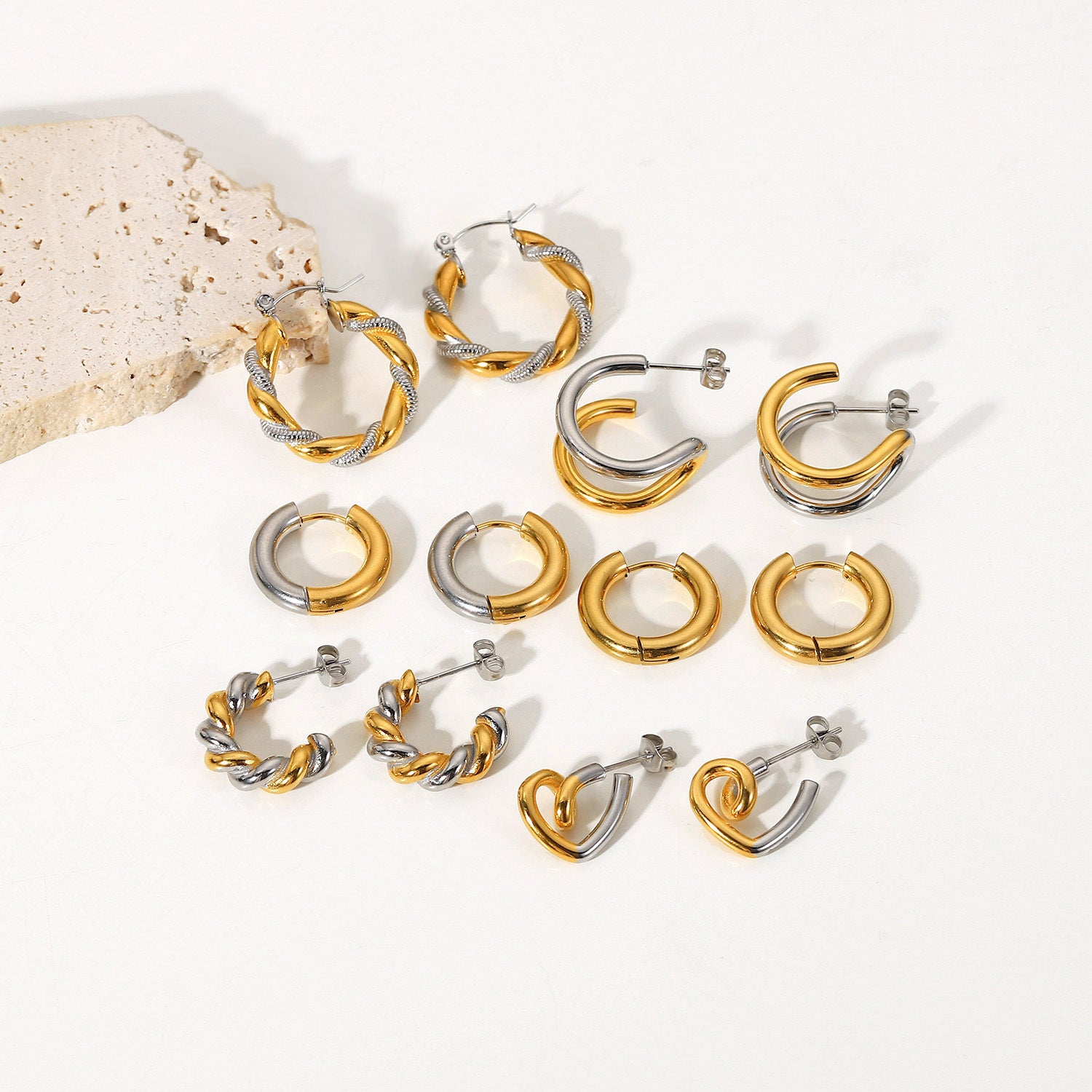 18k Gold-plated Titanium Geometric Earrings-Tupopdan Karakoram Store