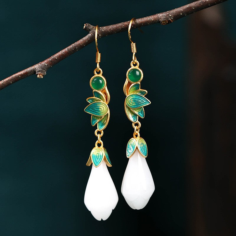 Magnolia - Jade Antique Earrings